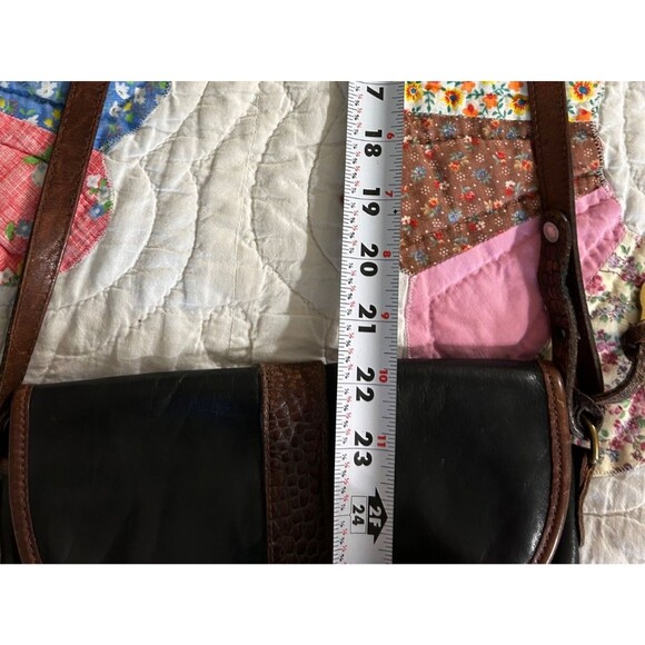 Vintage Brahmin 80's Black/Brown croc strap leather crossbody bag - Picture 13 of 13